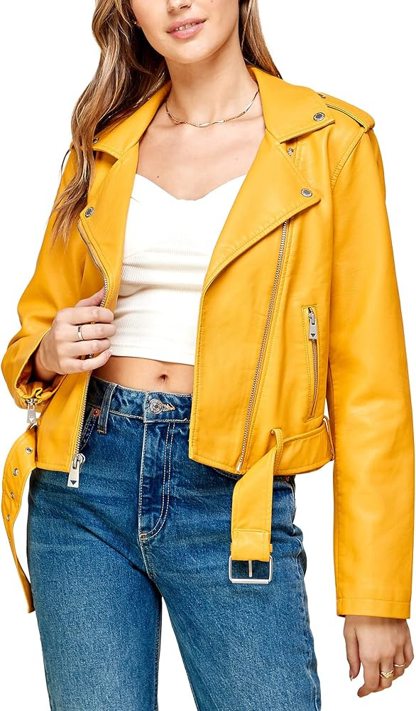 Lock and Love Women's Faux leather Motocycle Biker Jacket Coat | Amazon (US)