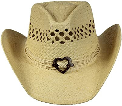 Saddleback Hats Vented Straw Cowboy Hat w/Wood Heart Band –Shapeable Cowgirl Western | Amazon (US)
