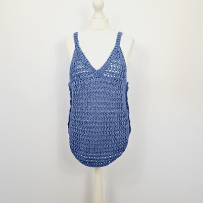 Free People - Dune Fauxchet Sweater Tank - Medium - Blue | eBay US