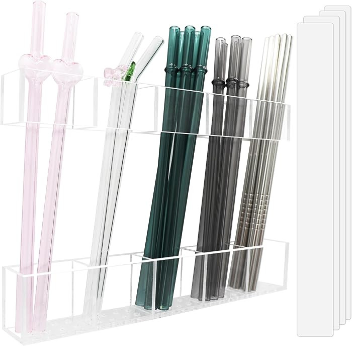 Acrylic Straw Holder for Cabinet Door 9.5”- Transparent Reusable Tumbler Straw Organizer Storag... | Amazon (US)