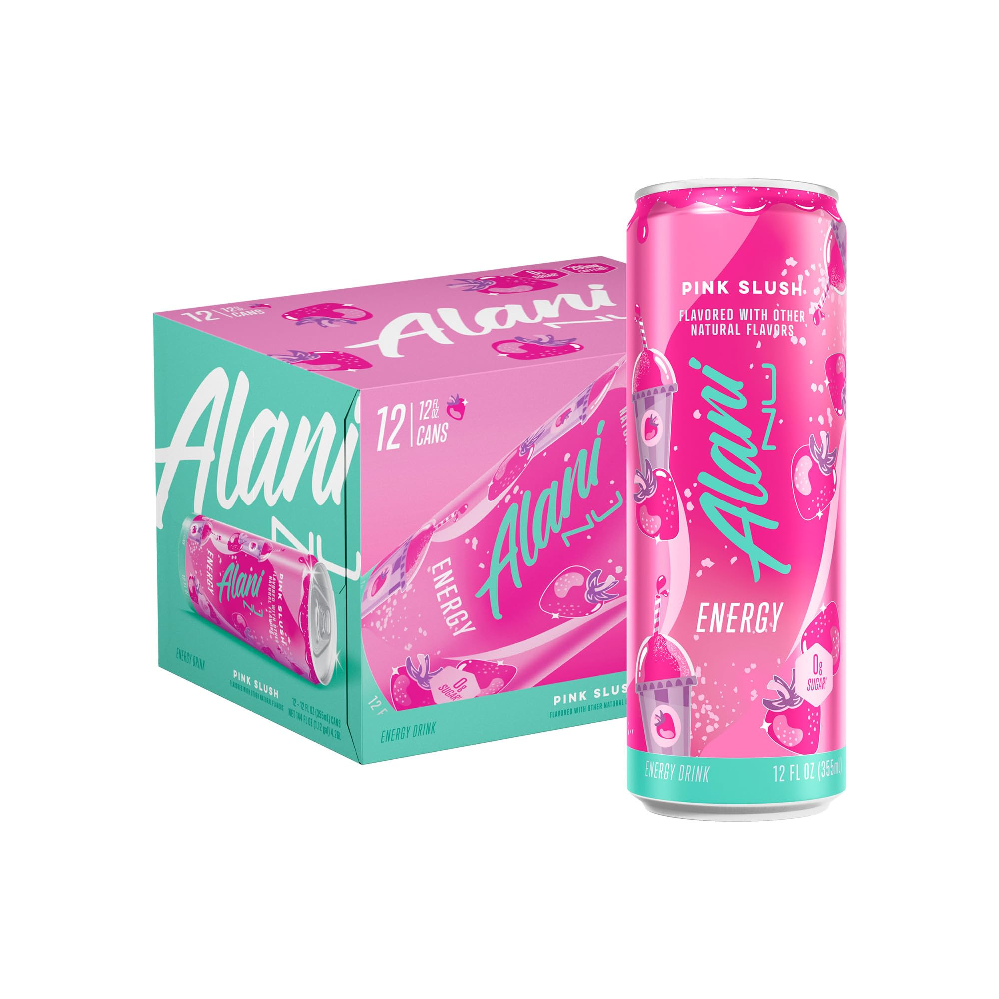 Alani Nu PINK SLUSH Sugar Free Energy Drinks, 12 Pack 12 Fl Oz Cans | Amazon (US)