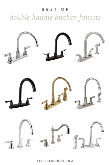 Double handle kitchen faucet. Kitchen fixture. Stainless steel faucet. Gold faucet. Bronze faucet. Sprayer faucet. Chrome. Brass. Standard kitchen faucet. 

#LTKSeasonal #LTKhome #LTKstyletip