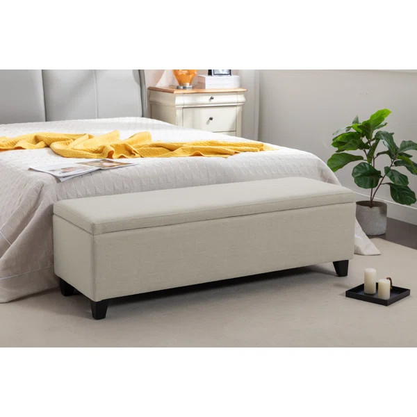 Shakira Fabric Storage Bench with Wooden Legs | Wayfair North America