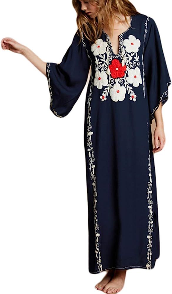 Bsubseach Women Beachwear Turkish Kaftans Long Swimsuit Cover up Caftan Beach Dress | Amazon (US)