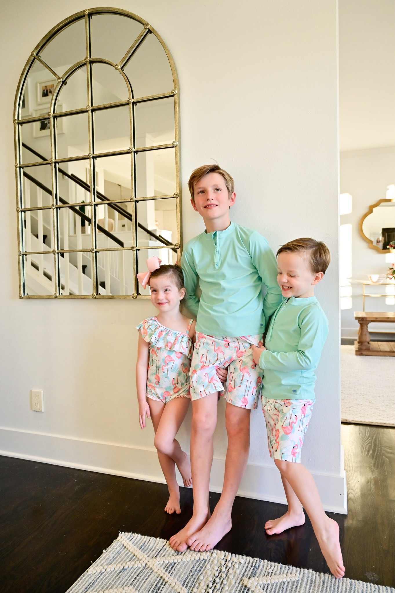 With RuffleButts swimwear, all three kiddos can match at the pool or the beach which we love! It’s so easy to spot them all and easy to pack for trips 🙌🏼 I love their quality and how they can play for hours in the sun with the UPF 50+ sun protection their fabric provides 🌞 #RuffleButts #RuggedButts #swimwearkids #swimforkids #travelwithkids