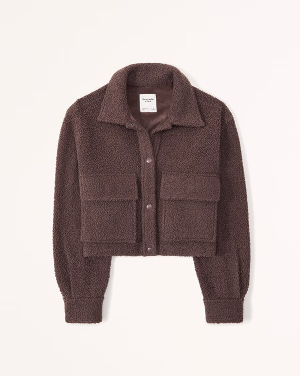Cropped Sherpa Shirt Jacket | Abercrombie & Fitch (US)