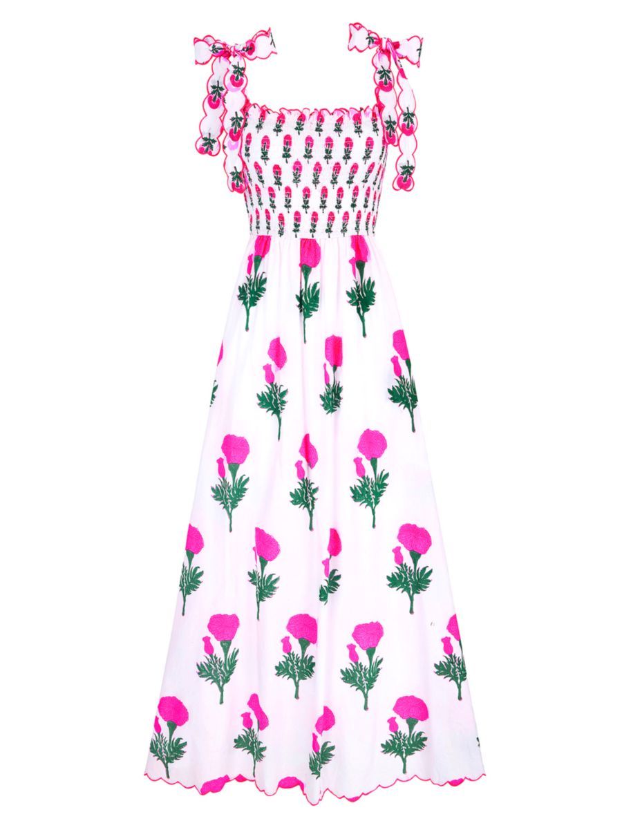 Shop Pink City Prints Neon Marigold Ellie Dress | Saks Fifth Avenue | Saks Fifth Avenue