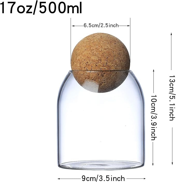 JOJO's store Glass Storage Jar with Seal Wood Cork Lid Ball Clear Candy Jar Food Storage Canister... | Amazon (US)