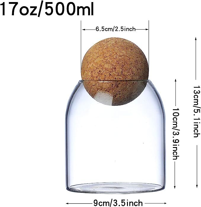 JOJO's store Glass Storage Jar with Seal Wood Cork Lid Ball Clear Candy Jar Food Storage Canister... | Amazon (US)