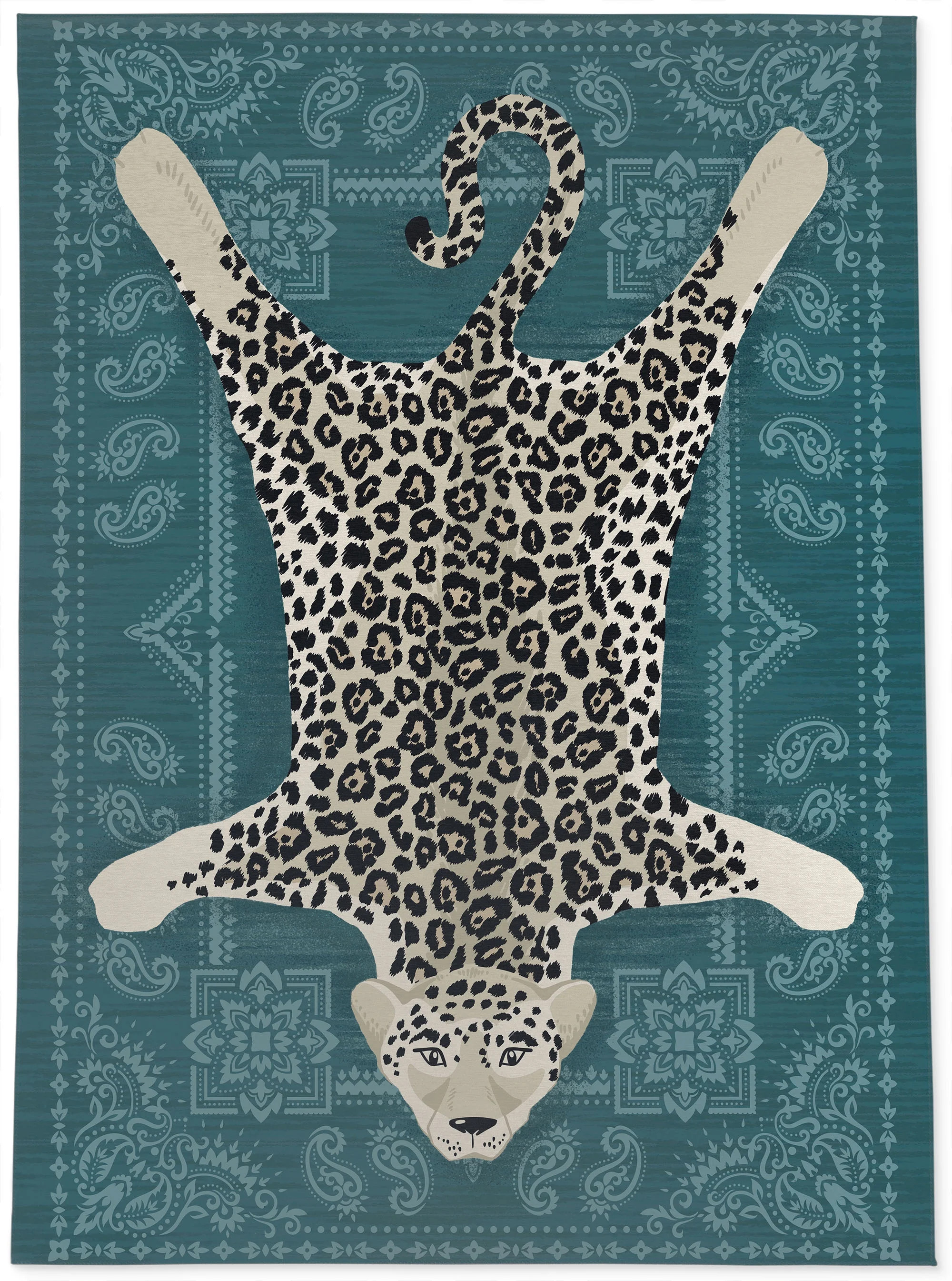 Snow Leopard Teal Area Rug by Kavka Designs - Walmart.com | Walmart (US)