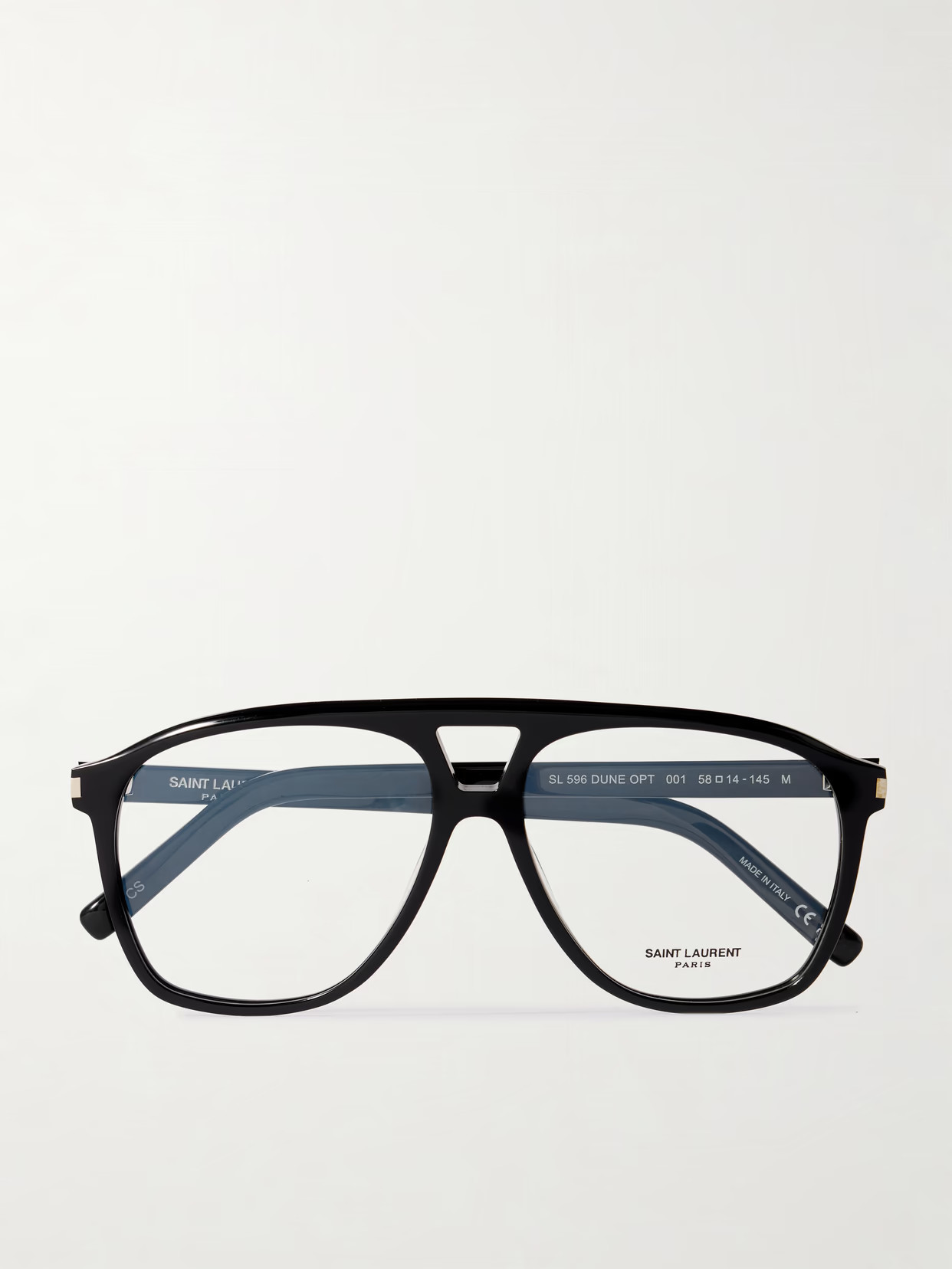 SAINT LAURENT EYEWEAR - Dune Aviator-style Acetate Optical Glasses - Black | NET-A-PORTER (US)