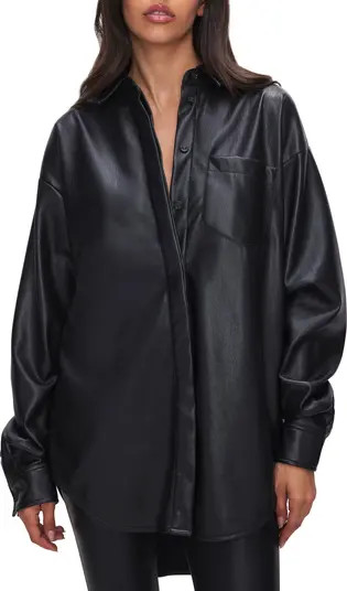 Good American Good Faux Leather Button-Up Shirt | Nordstrom | Nordstrom
