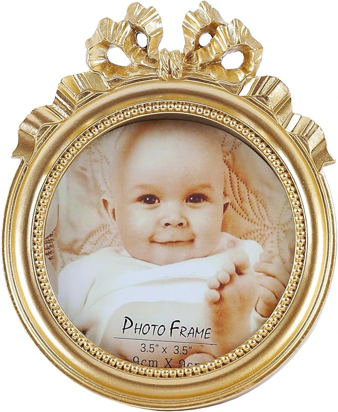 Picture Frames 3.5x3.5 Vintage Picture Frames Round Picture Frames Small Gold Picture Frames Wall... | Amazon (US)