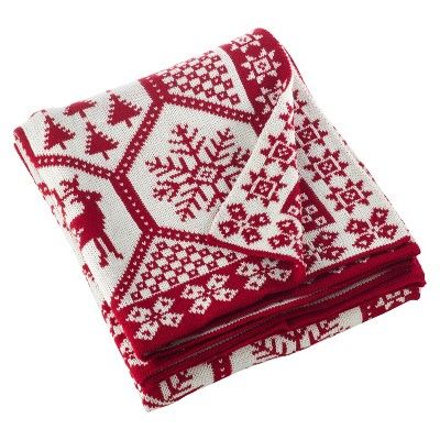 Red Sevan Christmas Design Knitted Throw Blankets (50"x60") - Saro Lifestyle | Target