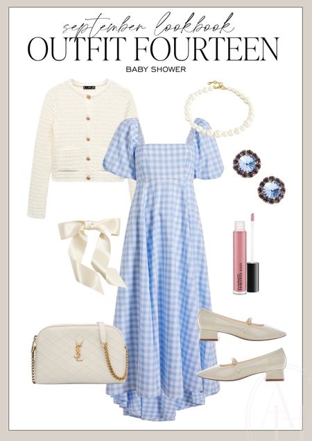 Fall outfit idea perfect for a baby shower. I love this gingham puff sleeve dress and oversized hair bow. 

#LTKstyletip #LTKSeasonal #LTKworkwear