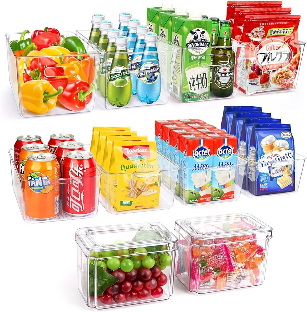 Set Of 10 Refrigerator Pantry Organizer Bins, Clear Plastic Food Storage Bins for Kitchen, Counte... | Amazon (US)