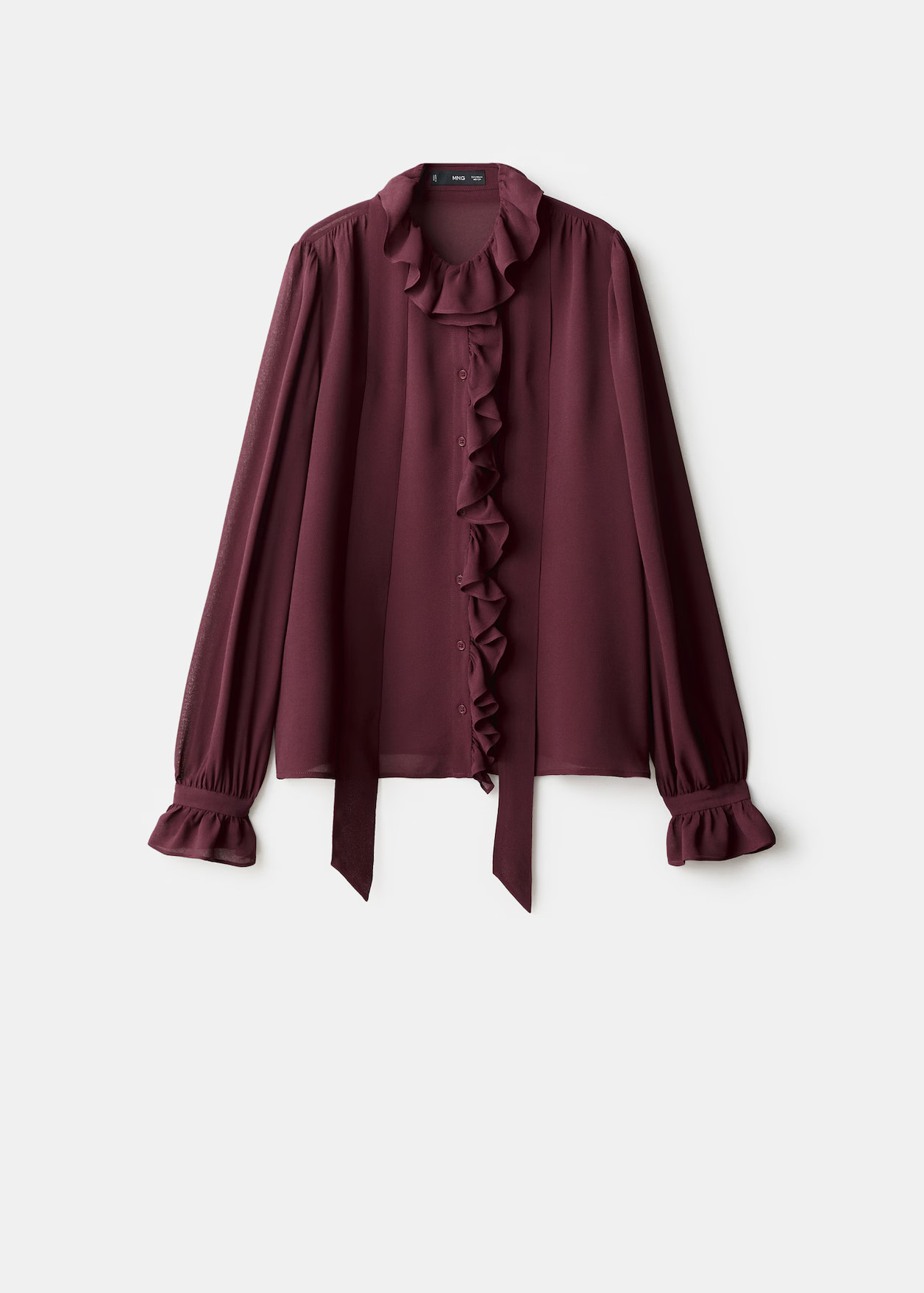 Ruffled blouse with scarf | MANGO (UK)