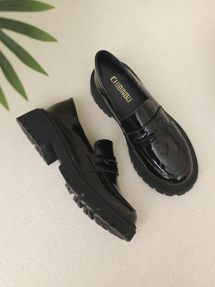 Stitch Detail Platform Penny Loafers | SHEIN