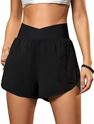 Blooming Jelly Women's Workout Shorts Athletic Running Shorts Crossover High Waisted Gym Shorts w... | Amazon (US)