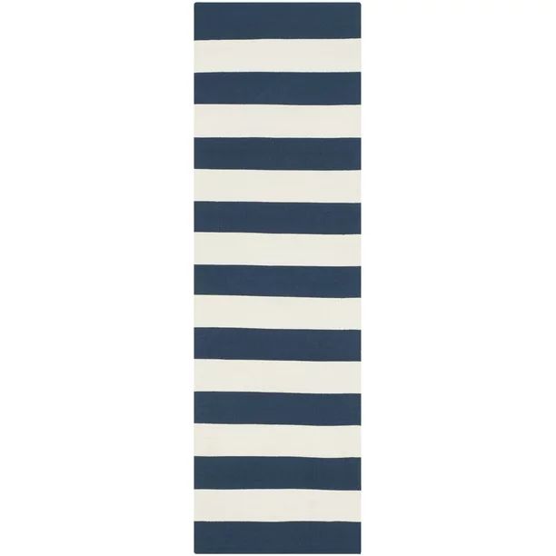 SAFAVIEH Montauk Saranna Striped Cotton Runner Rug, Navy/Ivory, 2'3" x 13' - Walmart.com | Walmart (US)