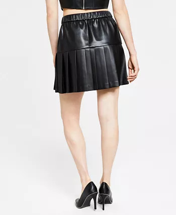 Bar III Women's Faux-Leather Pleated Mini Skirt, Created for Macy's - Macy's | Macy's