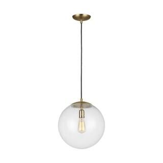 Sea Gull Lighting Leo 1-Light Satin Brass Pendant with Clear Seeded Glass Shade-6801801EN7-848 - ... | The Home Depot