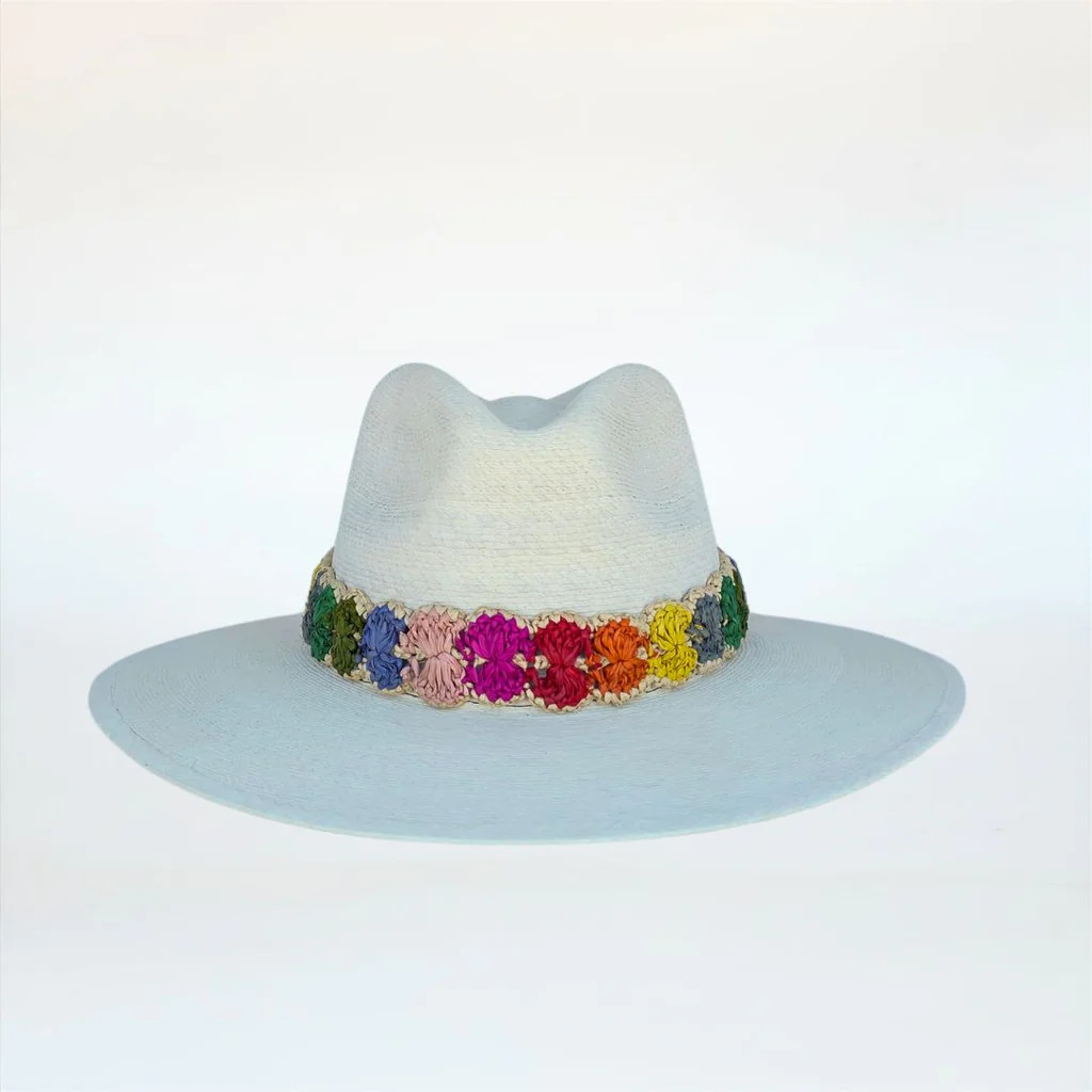 Baldiz Palm Hat with Rainbow Raffia Band | Baldiz
