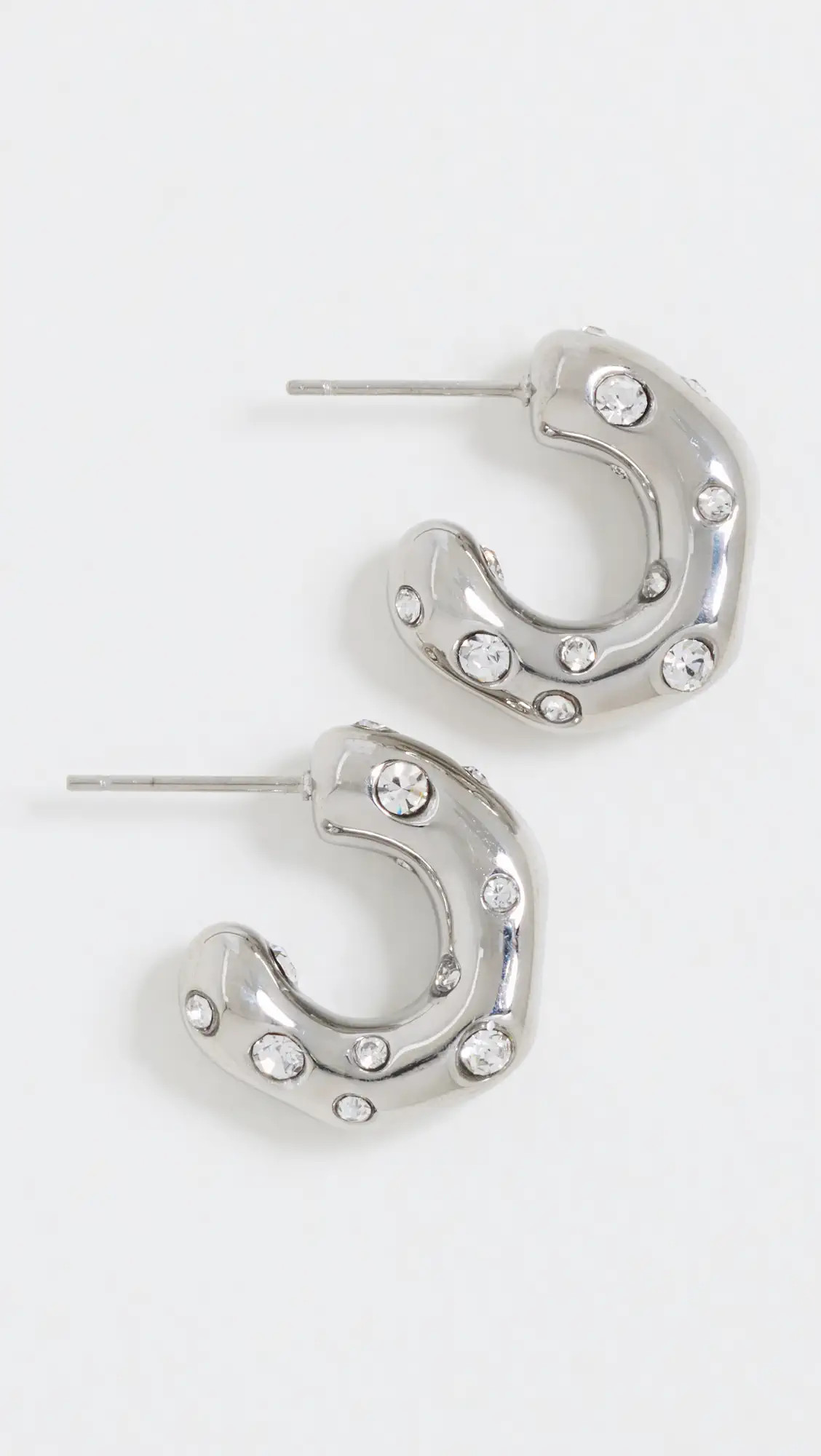 Kenneth Jay Lane Silver & Crystal Free Form Tube Hoops | Shopbop | Shopbop