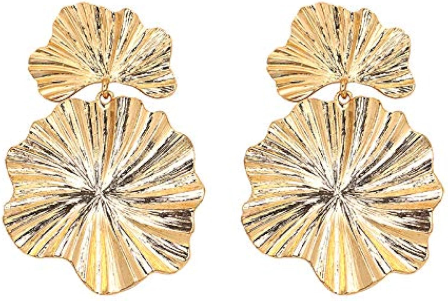 Statement Gold Flower Earrings - Large Metal Floral Drop Earrings - Hypoallergenic Stylish Statem... | Amazon (US)