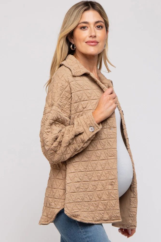 Taupe Quilted Maternity Jacket | PinkBlush Maternity