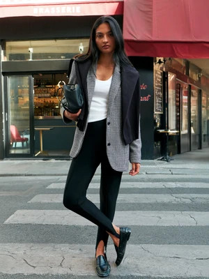 Black Ponte Stirrup Leggings | Ro&Zo