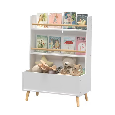 TopComfy Decorative Bookshelf Kids Bookshelf with Toy Bin for Montessori Reading Nook, White, 26.77"*12.6"*36.61" | Target