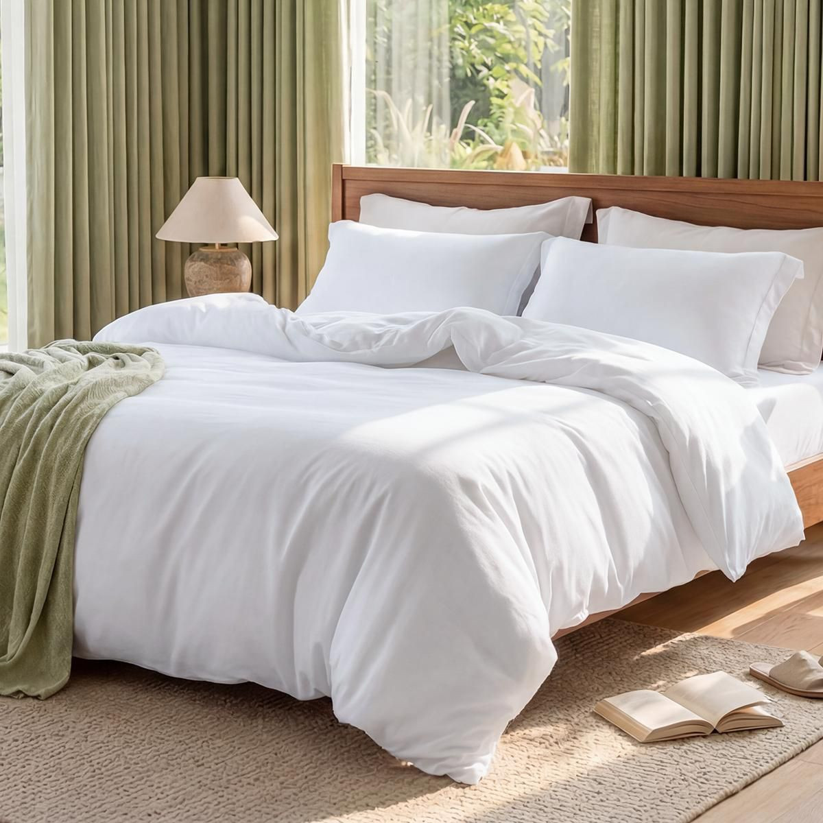 Bedsure 100% Washed Cotton Duvet Cover King Natural White Minimalist All Season Bedding Set Gentl... | Target