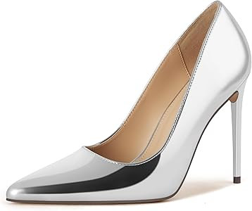 Women's Pumps Slip On High Heels with Pointed Toe 4.1 Inch Stiletto Bridal Party Dress Heels for ... | Amazon (US)