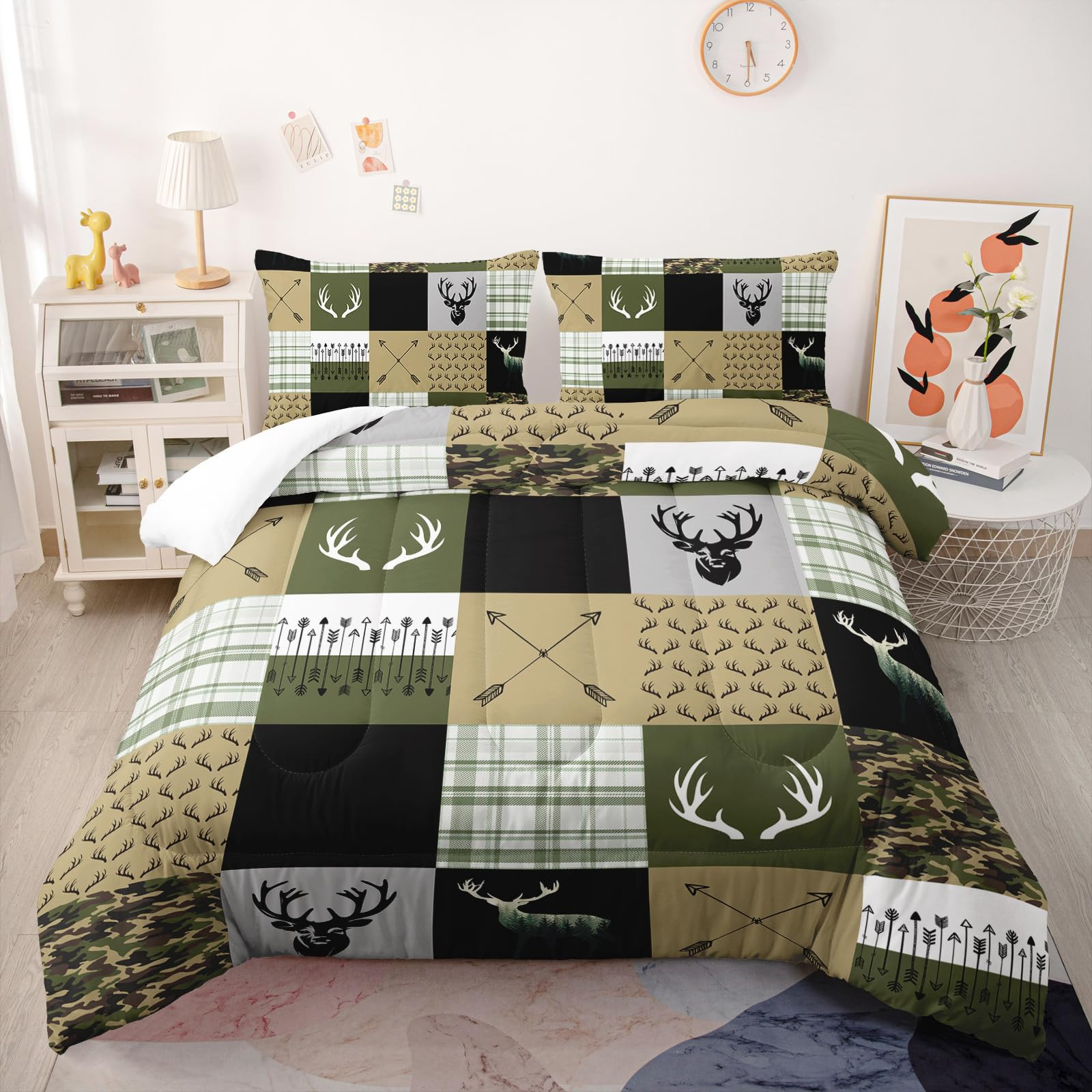 Hunting Camo Comforter Set - Twin Size Kids Bedding with 1 Comforter and 2 Pillow Cases | Amazon (US)