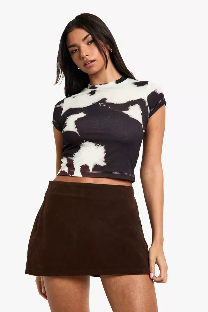 COW PRINT BABY TEE | Boohoo.com (UK & IE)