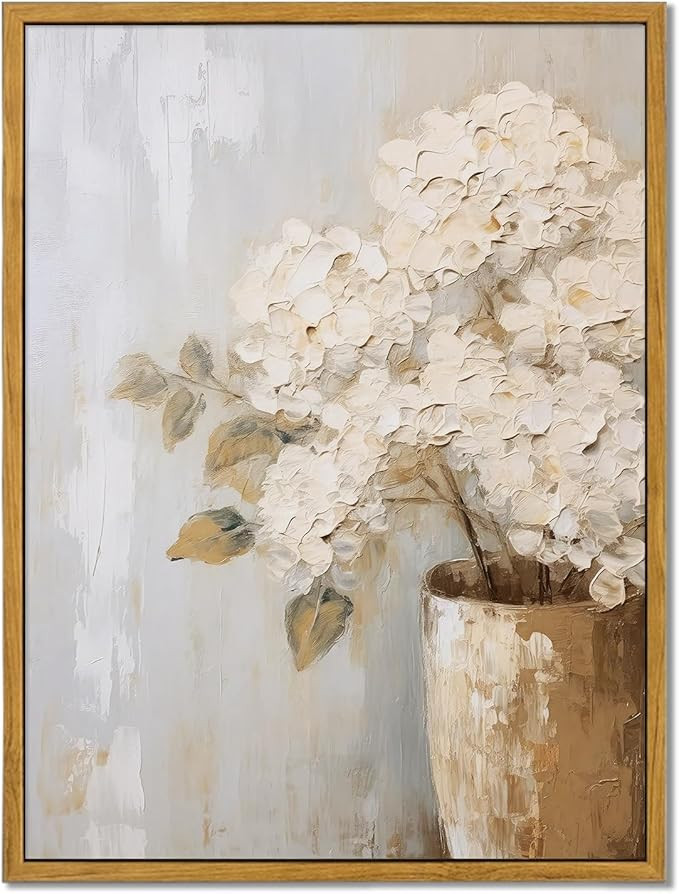 MTFBWY Framed Floral Vintage Wall Art, Hydrangea Wall Decor, Flower Pictures Painting Canvas Prin... | Amazon (US)