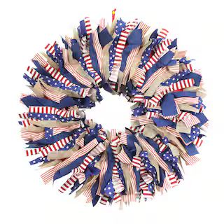 20" American Flag Burlap & Ribbon Wreath by Celebrate It™ | Michaels Stores