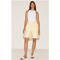 Lemon Linen Blend Longline Shorts | PrettyLittleThing US