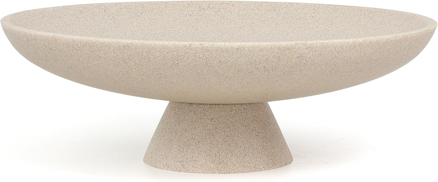 Modern Pedestal Decorative Bowl, Large Resin Fruit Bowl, Beige | Amazon (US)