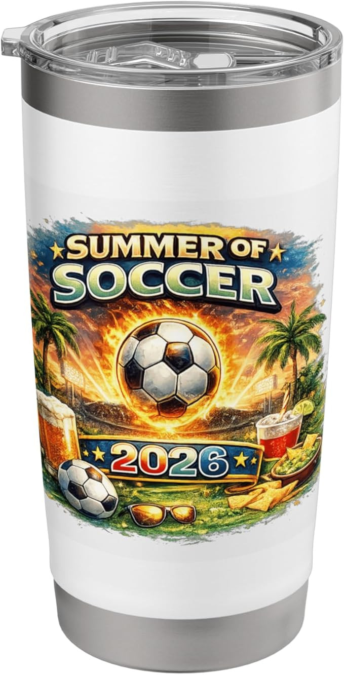 Summer of Soccer 2026 Fan Football Game Day Tropical Stainless Steel Insulated Tumbler | Amazon (US)
