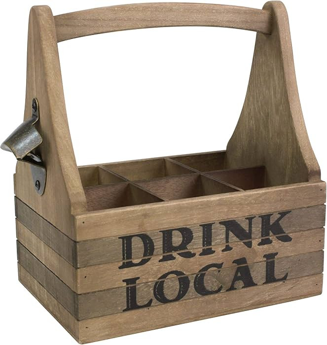 Stonebriar Large Brown Wooden Beer Caddy | Amazon (US)