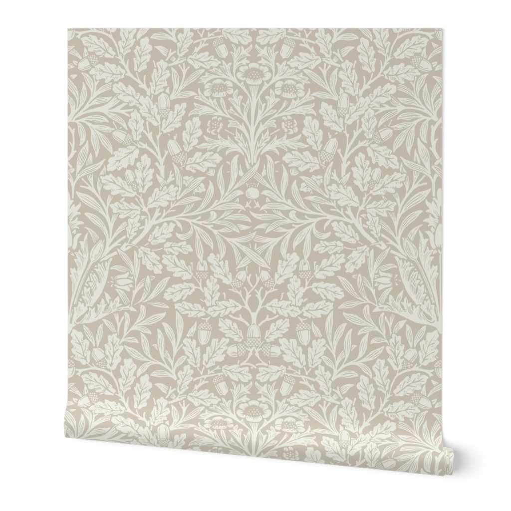 ACORN IN DOVE AND LINEN (Arts & Crafts Neutrals) - WILLIAM MORRIS Wallpaper | Spoonflower | Spoonflower