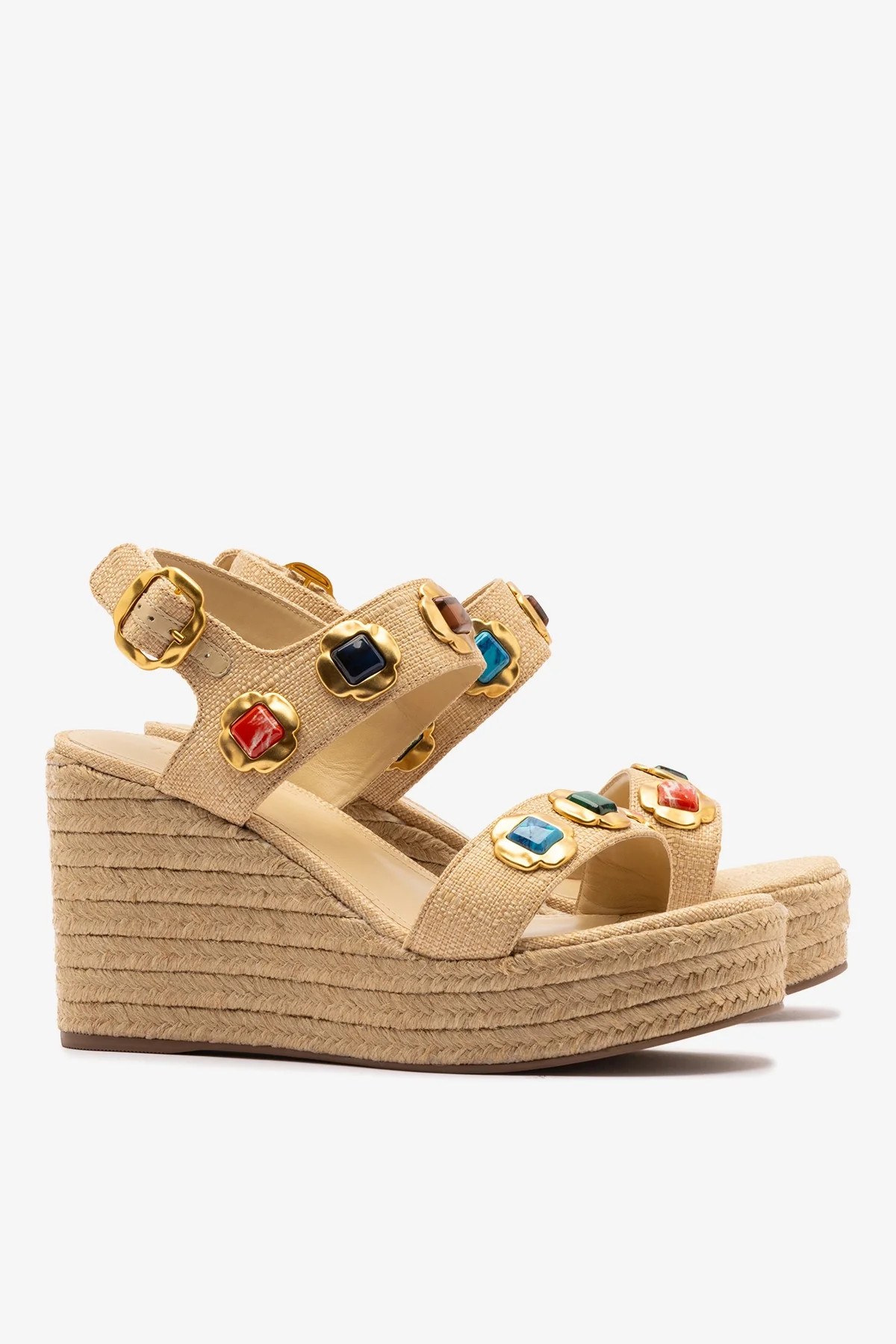 Milan Gioiello Espadrille In Beige Raffia | Larroude