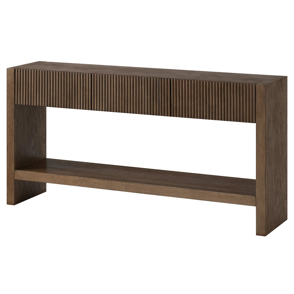 Manzanita 60" Wide Rectangular Solid Wood Fluted Console Table in Brown Oak | Wayfair North America