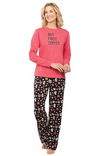 PajamaGram Womens Pajama Sets Cotton - Coffee Pajamas, Pink, Small / 4-6 | Amazon (US)