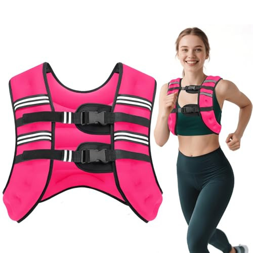 Ragebby Weighted Vest, 12lbs Vest for Men Women with Reflective Stripe, Body Weight Vests Adjustable for Workout, Strength Training, Running, Fitness, Muscle Building, Weight Loss（Pink) | Amazon (US)