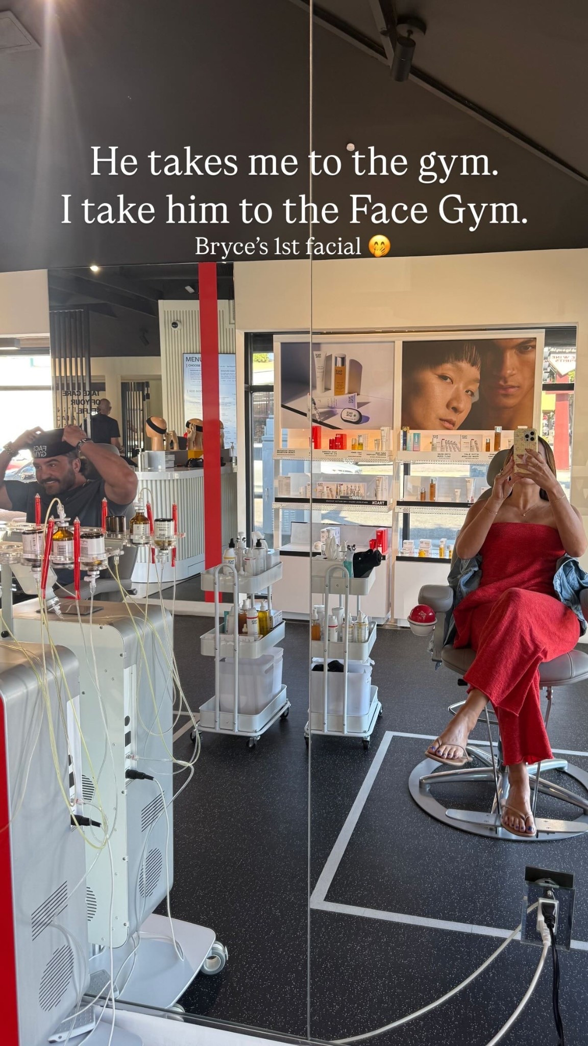He takes me to the gym.
I take him to the Face Gym. Bryce’s 1st facial 🤭