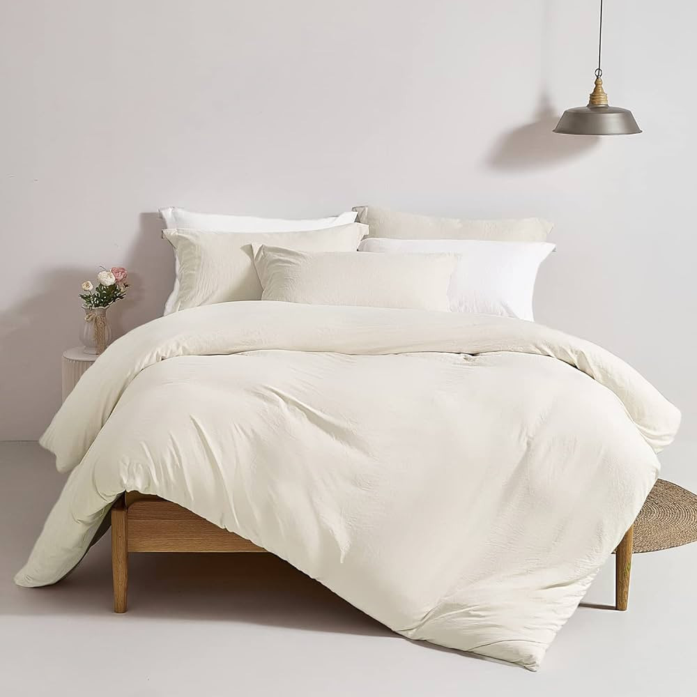 MILDLY Duvet Cover King Size - Super Soft Beige Duvet Cover Set 3 Pieces 100% Washed Microfiber B... | Amazon (US)