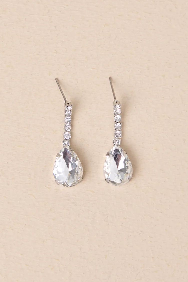 Indescribable Glow Silver Rhinestone Drop Earrings | Lulus
